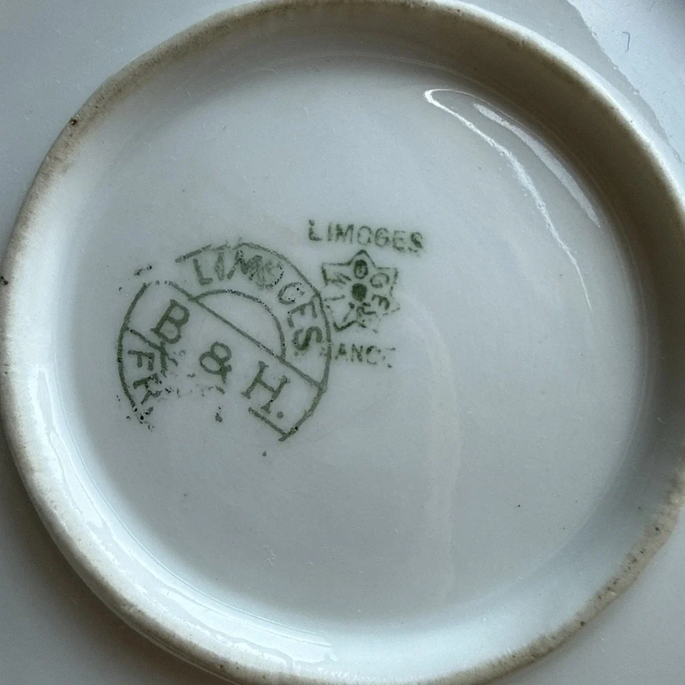 VTG Limoges France Hand Painted Roses Gold Trim Heart Leaf Shape 7
